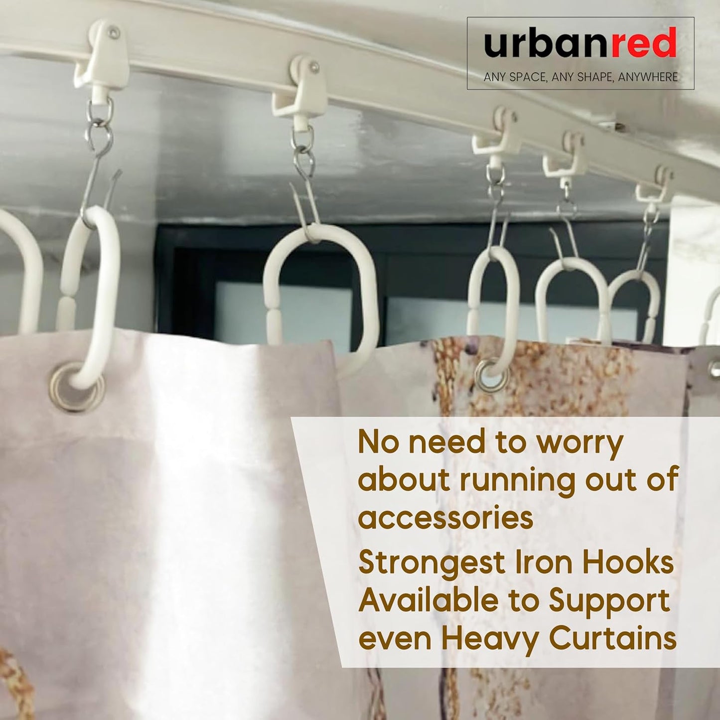 Flexible Ceiling Curtain Track - Room Divider, Curtain Rod, Wall Divider Curtain, Ceiling Mount, RV Rail, Shower Corner, Long Curved Hospital Privacy System (White, Accessory Kit)