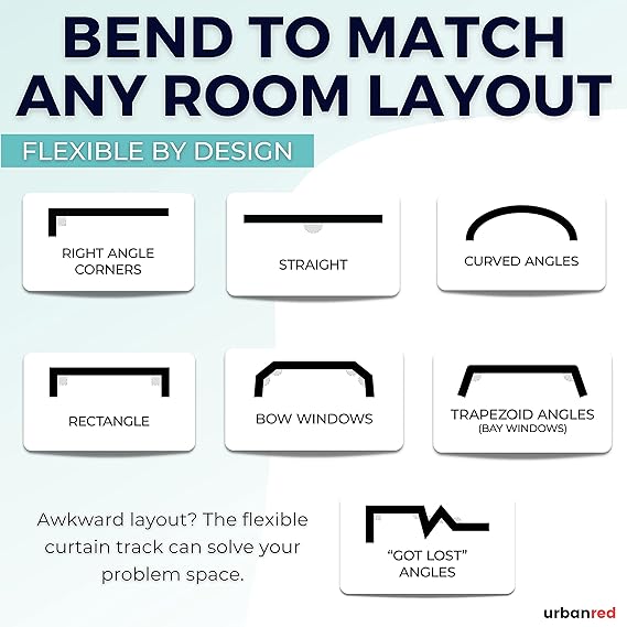 Flexible Bendable 32.8FT 10m Ceiling Curtain Track for Room Divider, Shower, Curved Slide Rail, White
