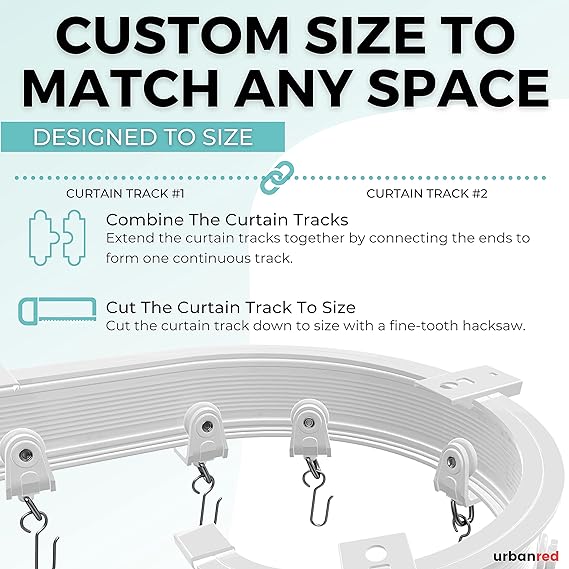 Flexible Bendable 32.8FT 10m Ceiling Curtain Track for Room Divider, Shower, Curved Slide Rail, White