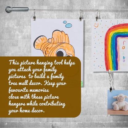 5M Adjustable Wire Art Display Track – Perfect for Kids' Art Walls, Picture Hanging, and Artwork – Photos and Art Hanging System with 24 Clips