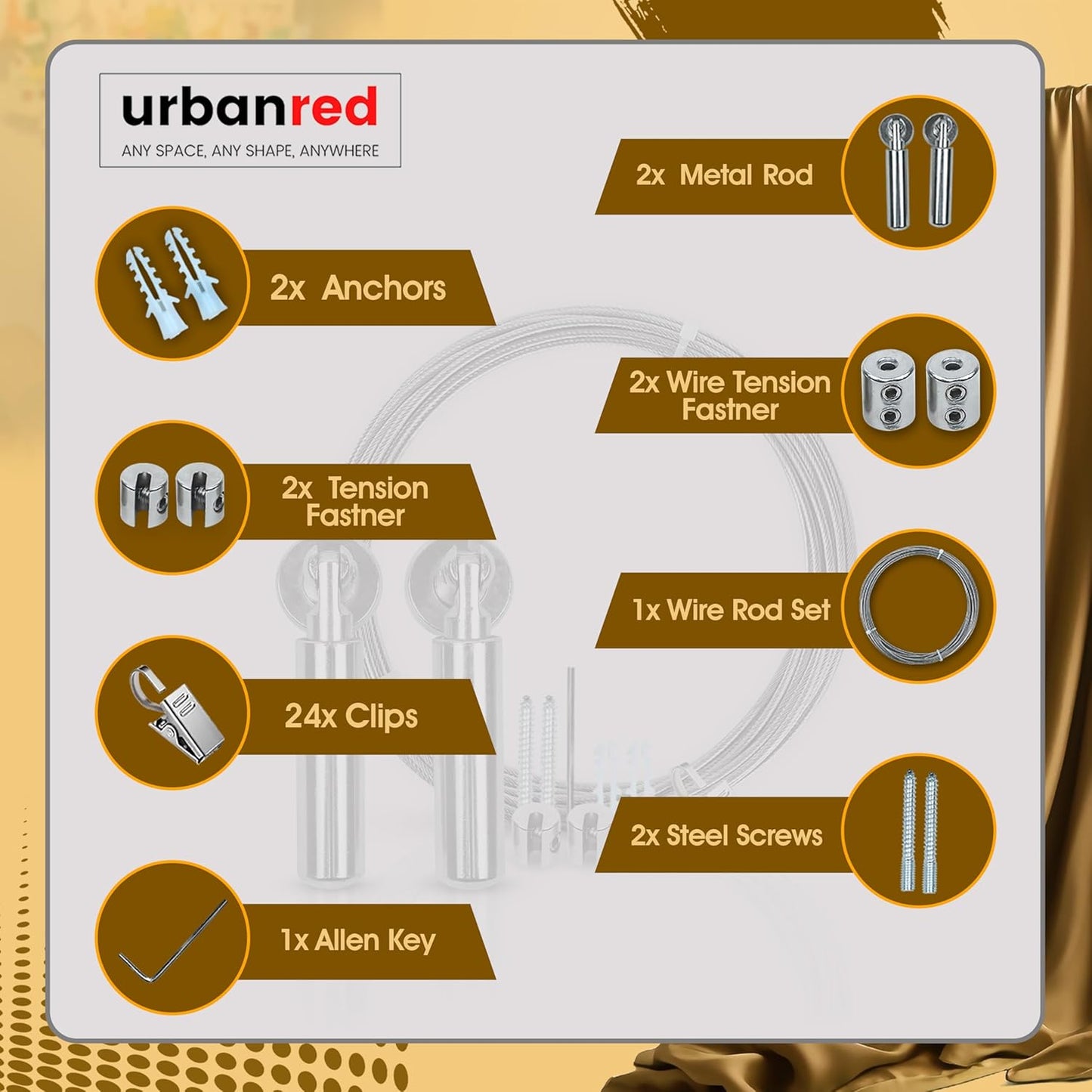 5M Adjustable Wire Art Display Track – Perfect for Kids' Art Walls, Picture Hanging, and Artwork – Photos and Art Hanging System with 24 Clips