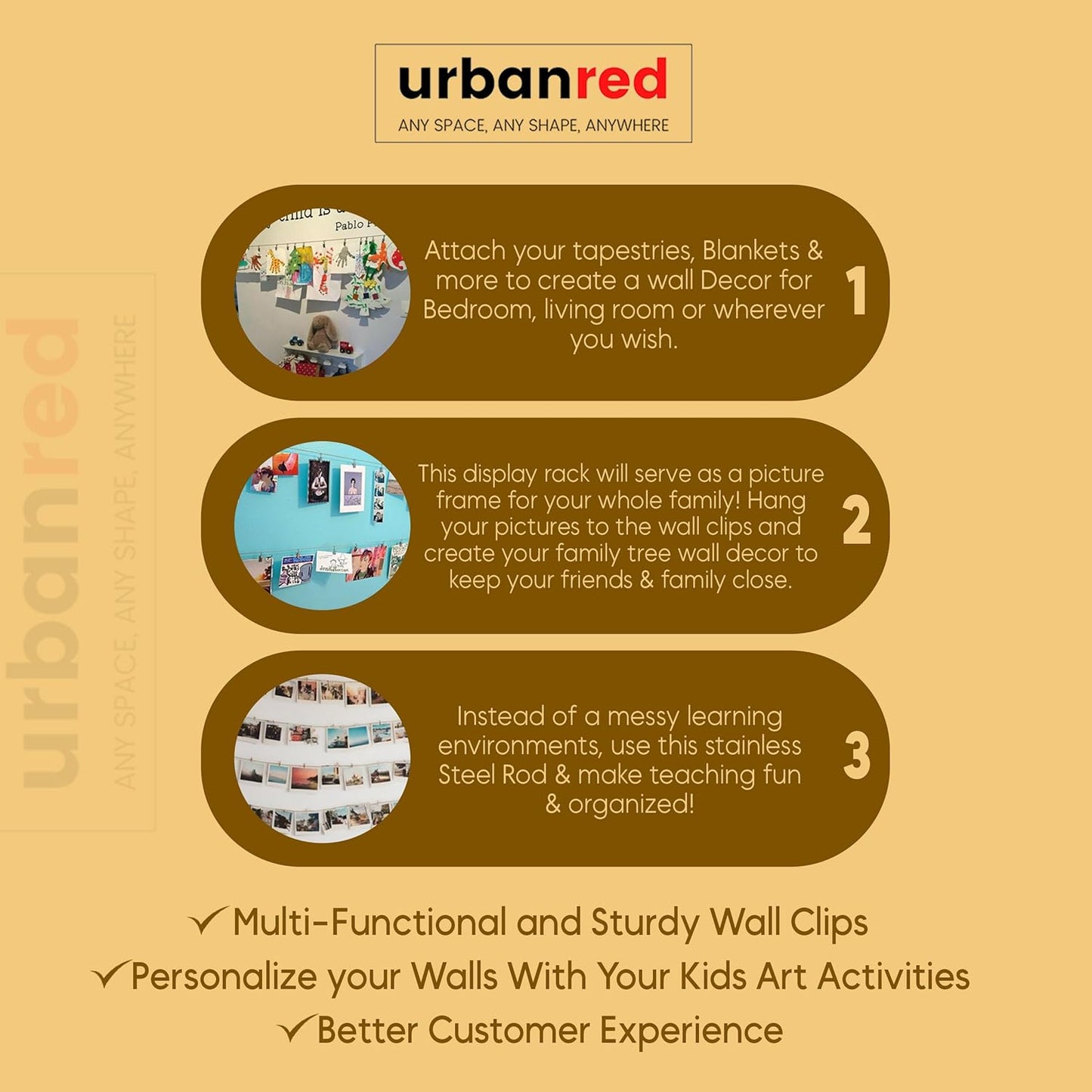 5M Adjustable Wire Art Display Track – Perfect for Kids' Art Walls, Picture Hanging, and Artwork – Photos and Art Hanging System with 24 Clips