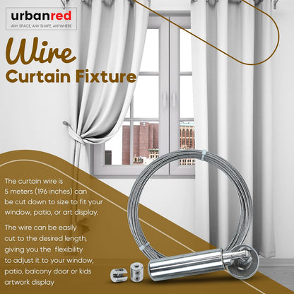 Adjustable Indoor Outdoor Wire Curtain Rod Room Divider Hanging System with 24 Clips Wire Hanging System, For Tapestry, Clothesline Clothes Hanger Kids Craft Art Decoration on Walls